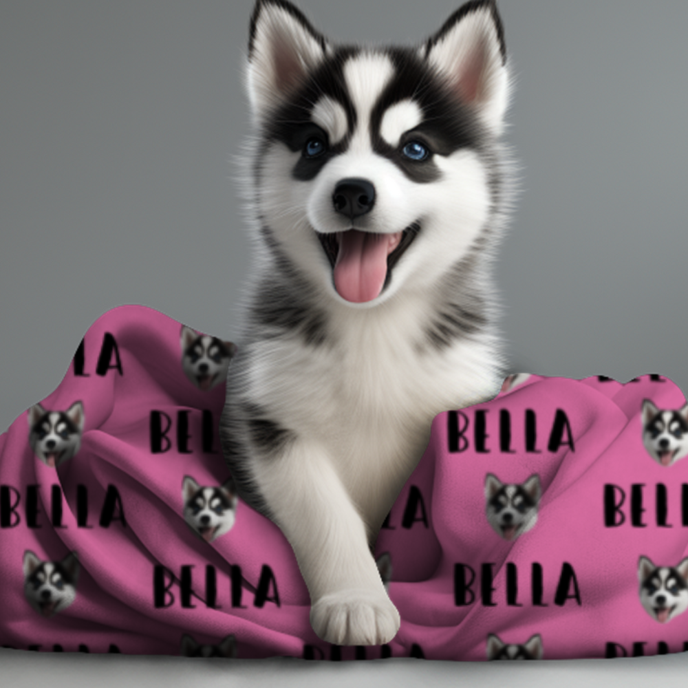 🐾 LAUNCH SALE 50% OFF 🐾 Custom Pet Name Face Blanket 🐾