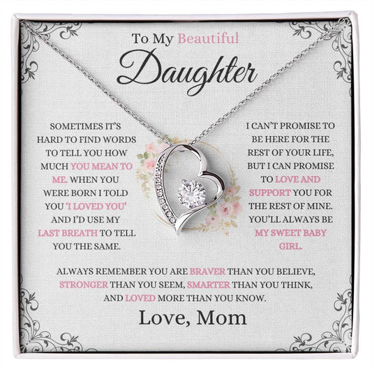 [ALMOST SOLD OUT] To My Beautiful Daughter 'Sometimes it's hard to find words' Love Mom Necklace - oneofakindcreatives