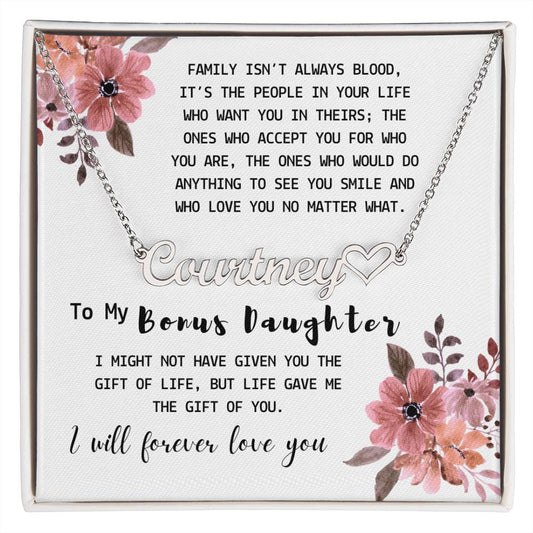 [ALMOST SOLD OUT] To My Bonus Daughter "Life Gave Me You" Custom Name Necklace - oneofakindcreatives