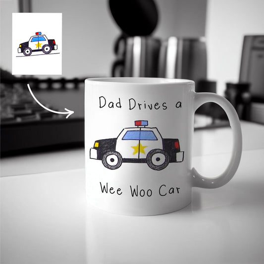 Childs Drawing Police Dad Mug - oneofakindcreatives