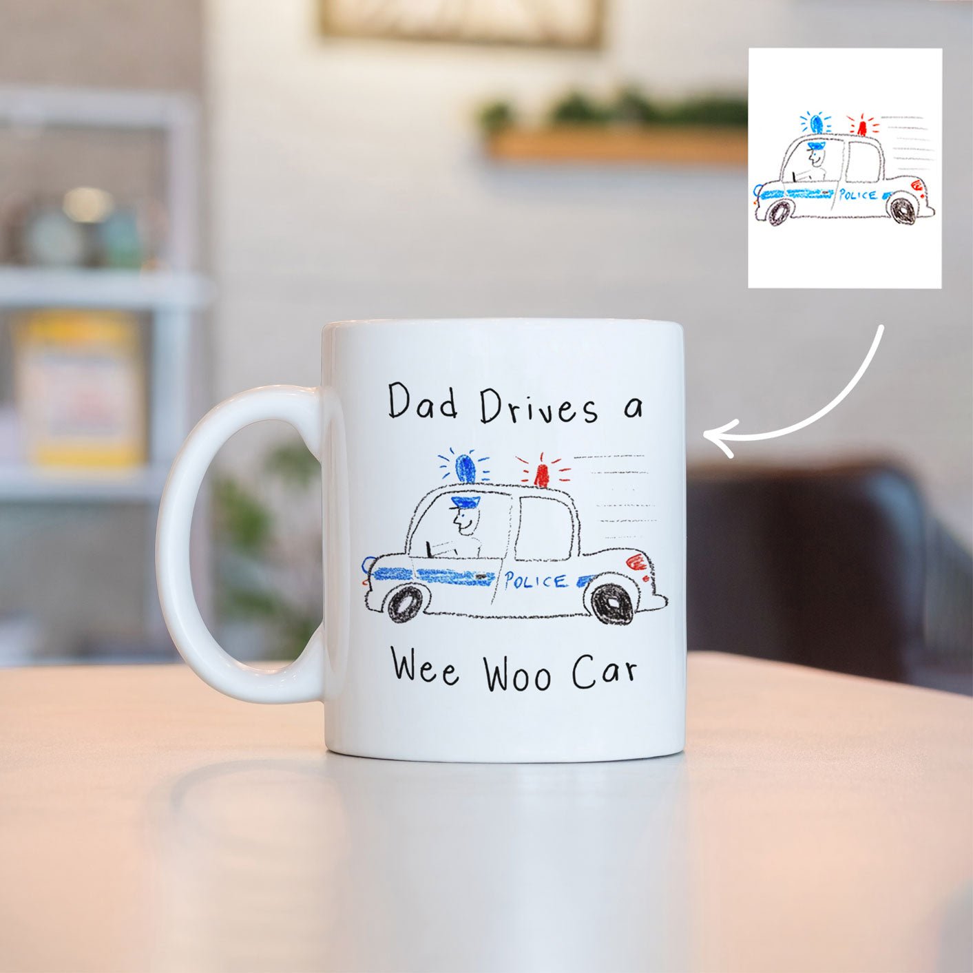 Childs Drawing Police Dad Mug - oneofakindcreatives