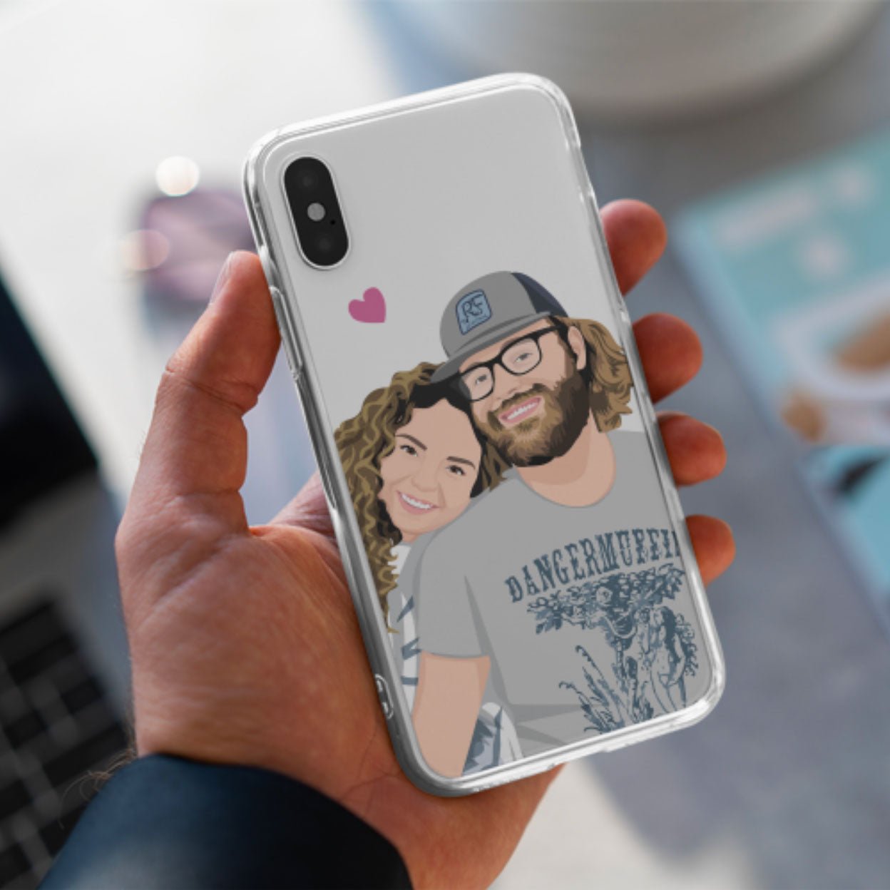 Couples Drawing Clear Phone Case - oneofakindcreatives