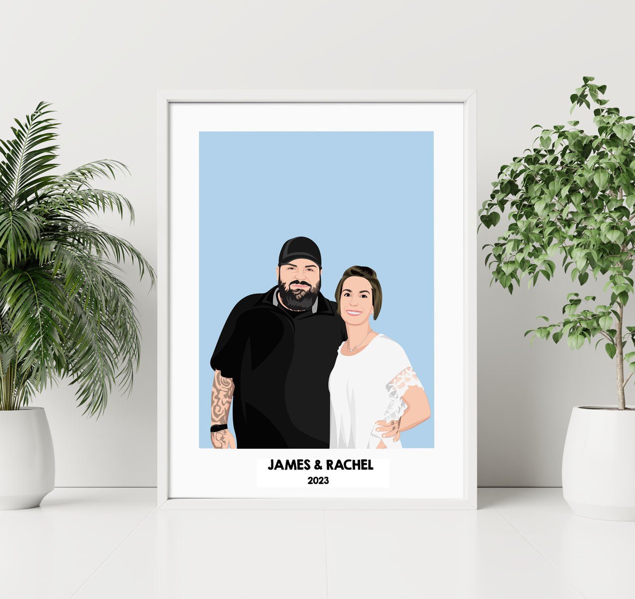 Custom Artist-Drawn Couples Portrait - oneofakindcreatives