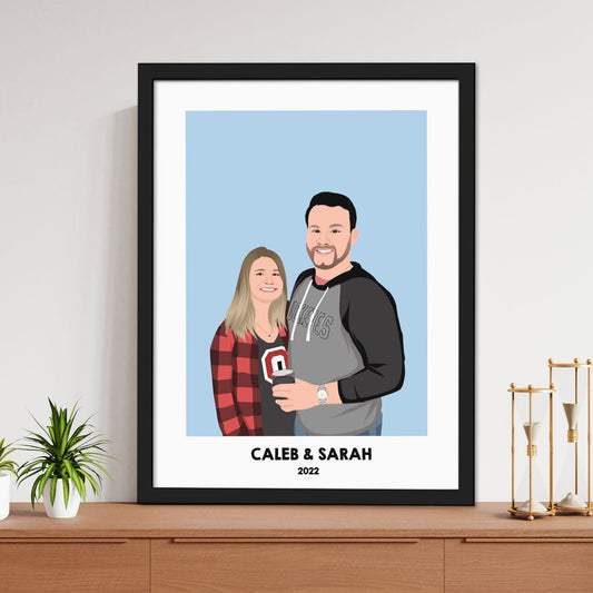 Custom Artist-Drawn Couples Portrait - oneofakindcreatives