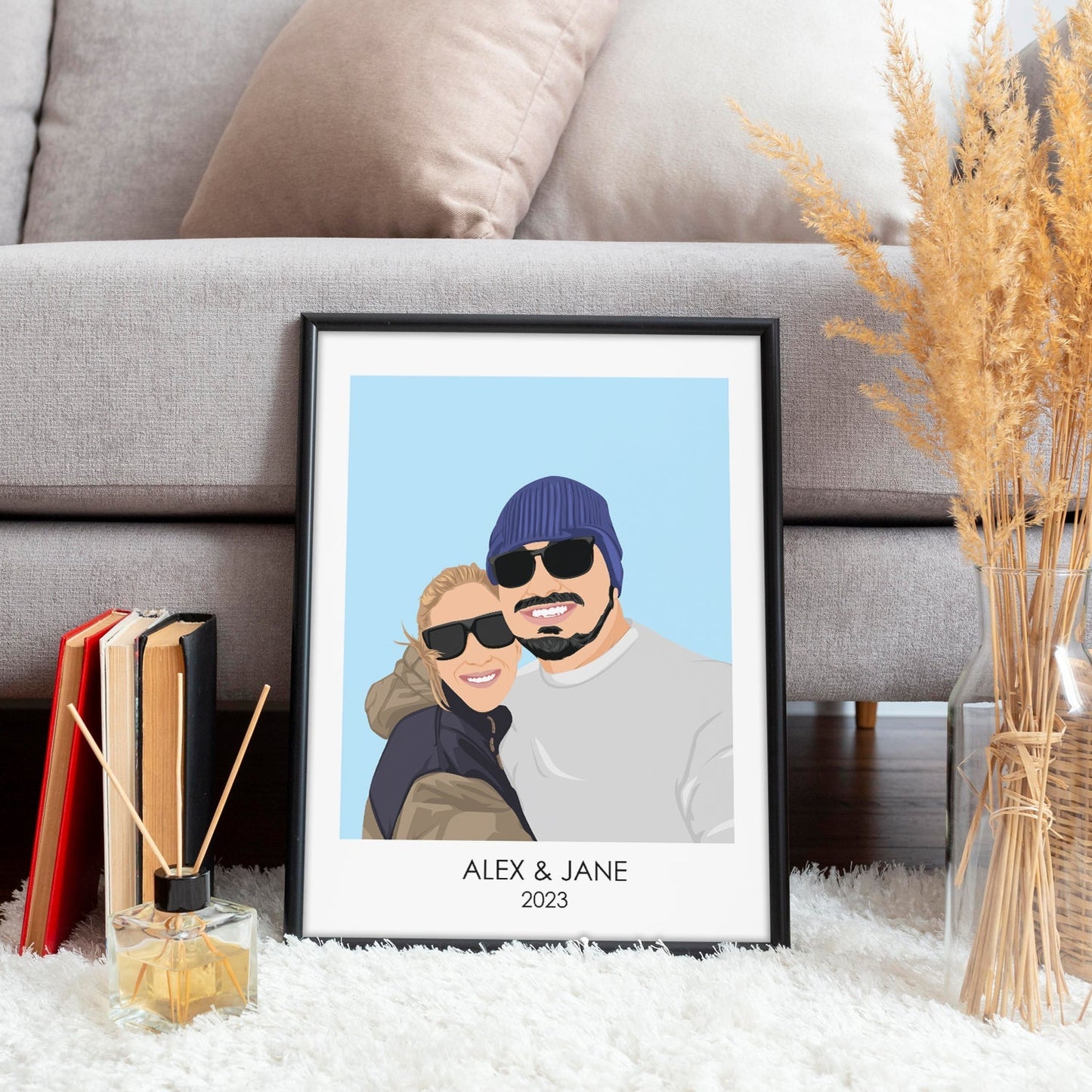 Custom Artist-Drawn Couples Portrait - oneofakindcreatives