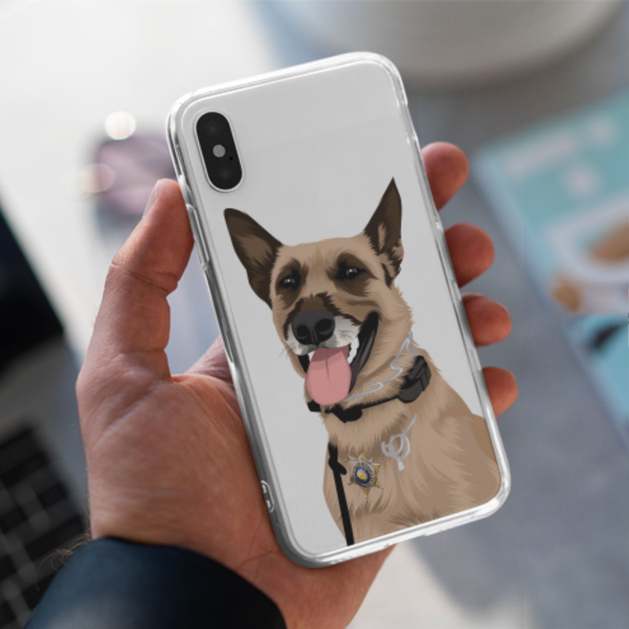 Custom Dog Drawing Clear Case - oneofakindcreatives