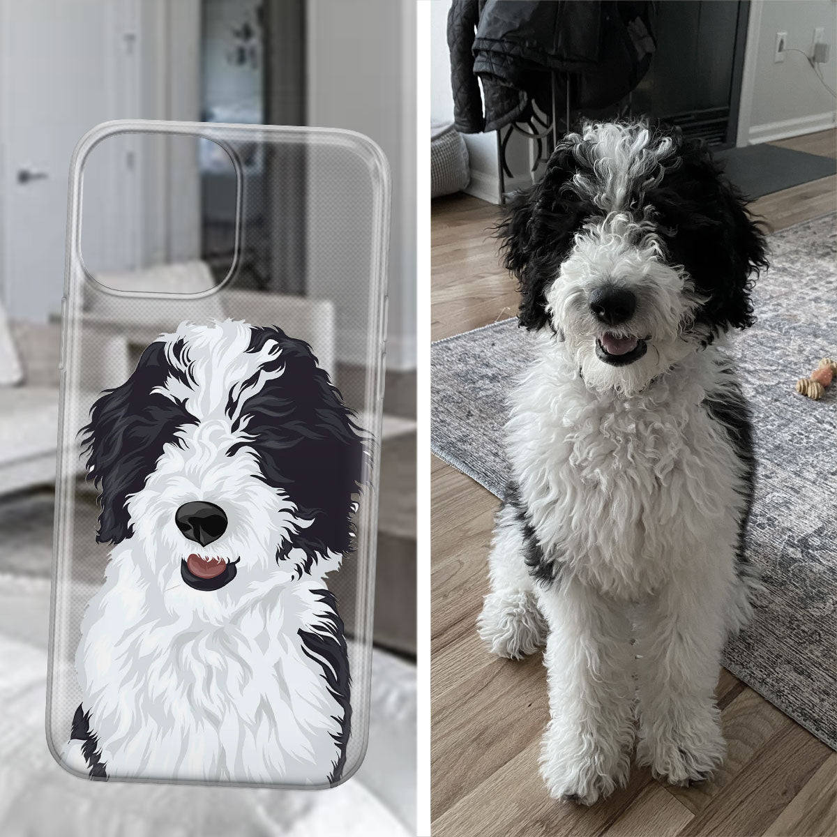 Custom Dog Drawing Clear Case - oneofakindcreatives