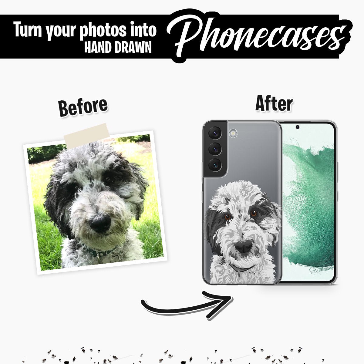 Custom Dog Drawing Clear Case - oneofakindcreatives