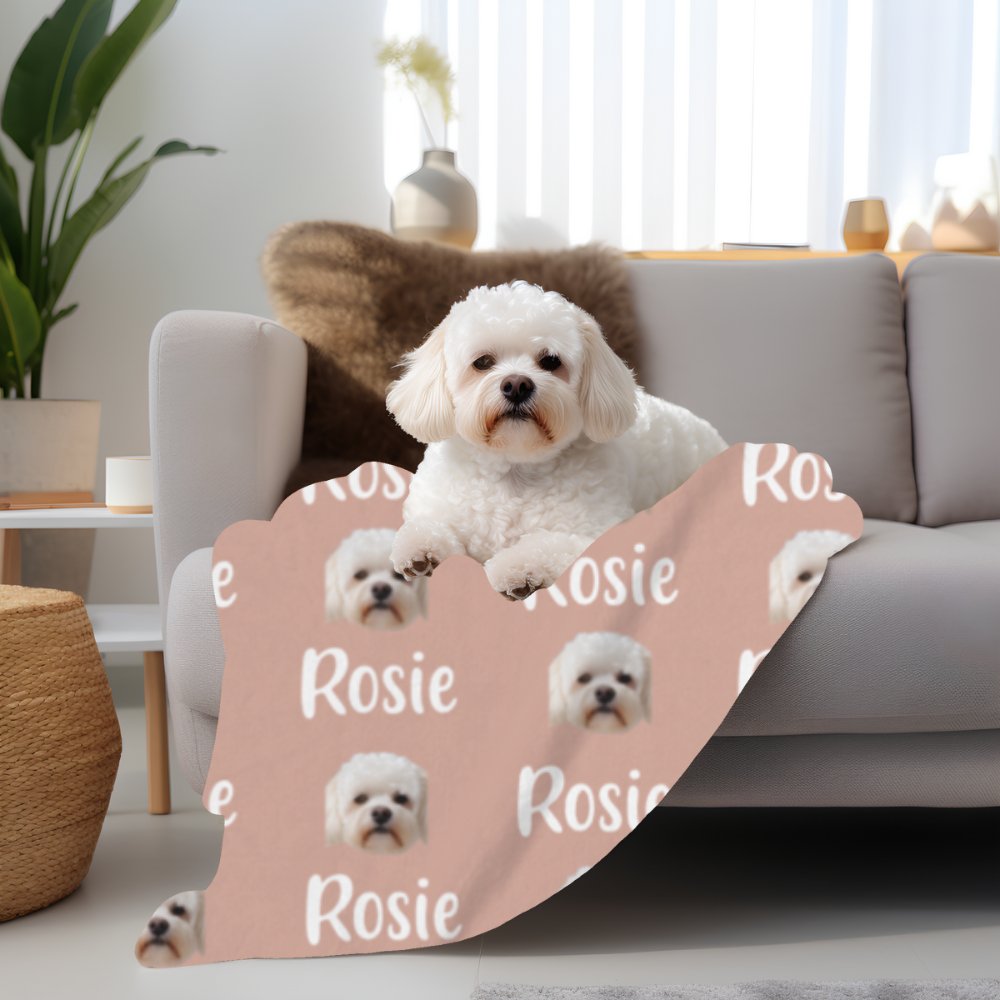 Custom Dog Name Face Blanket - oneofakindcreatives