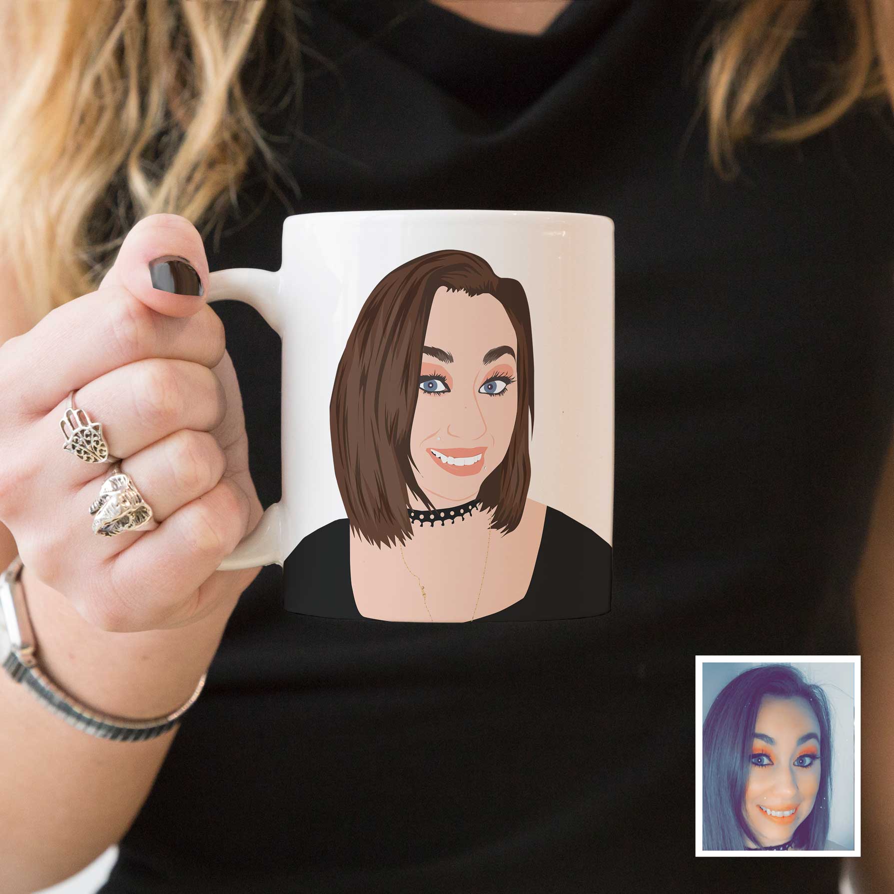 Custom Face Mug - Photo Drawing - oneofakindcreatives