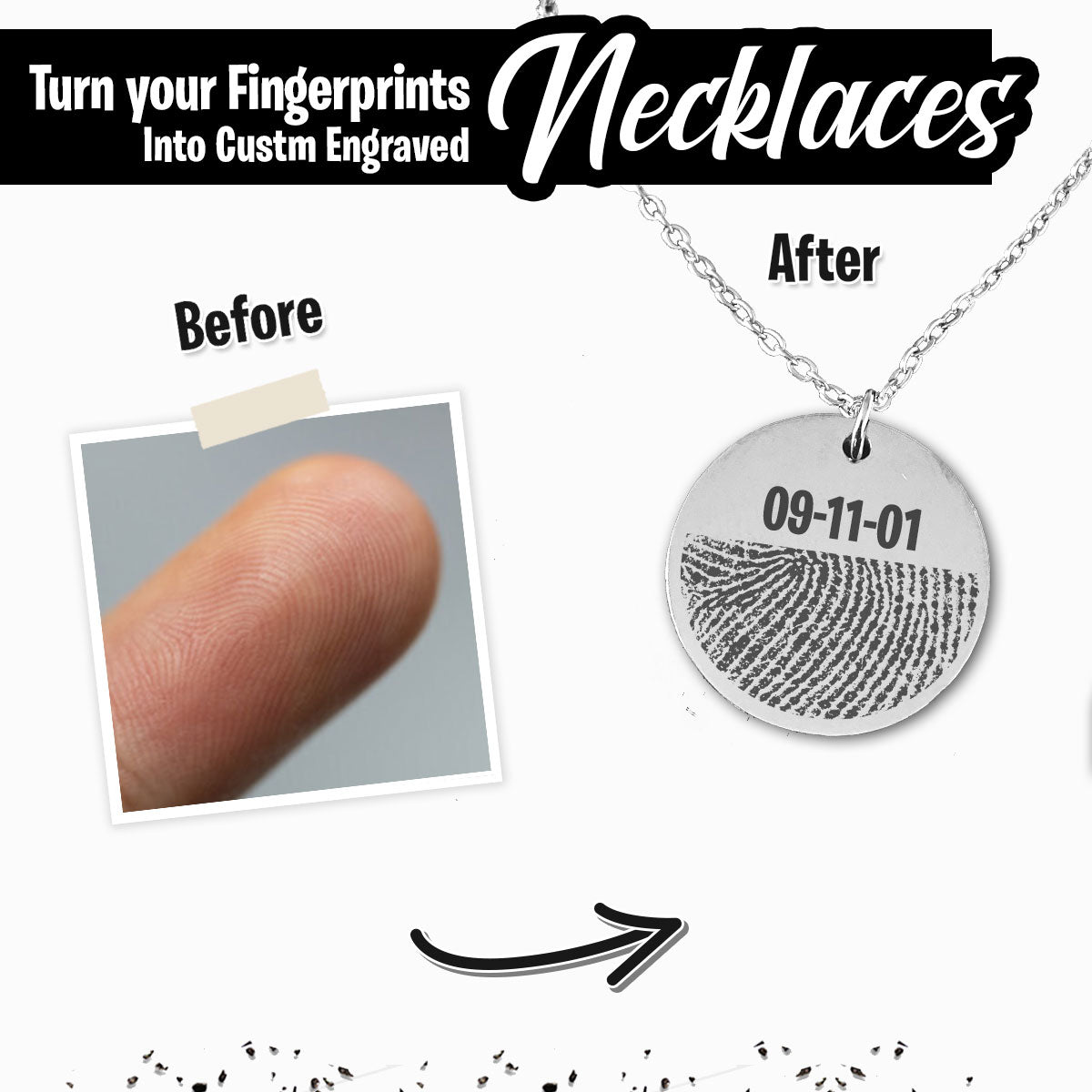 Custom Fingerprint Pendant Necklace - oneofakindcreatives