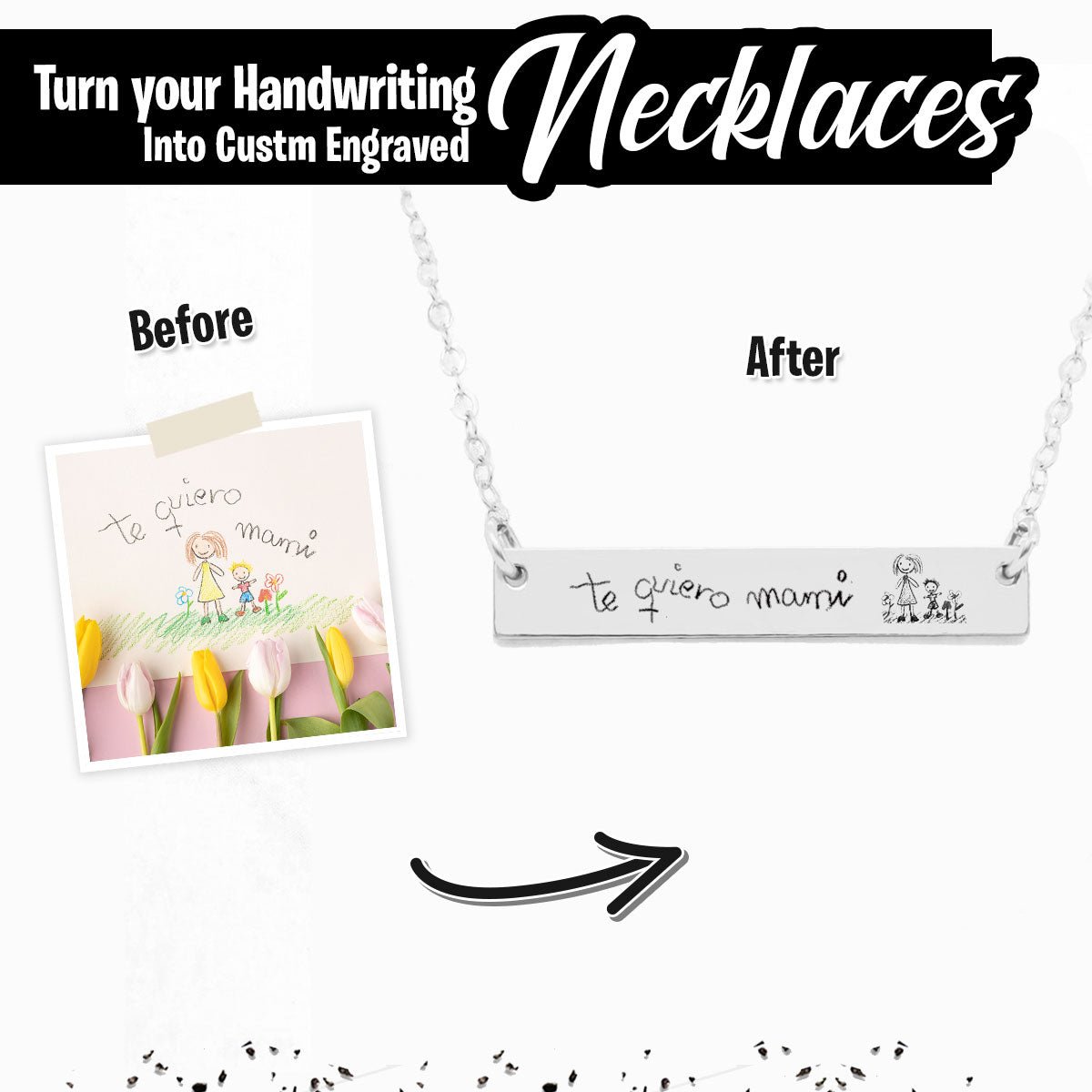 Custom Handwriting Bar Necklace - oneofakindcreatives