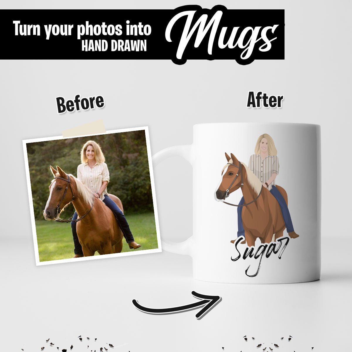 Custom Horse Drawing Mug - oneofakindcreatives