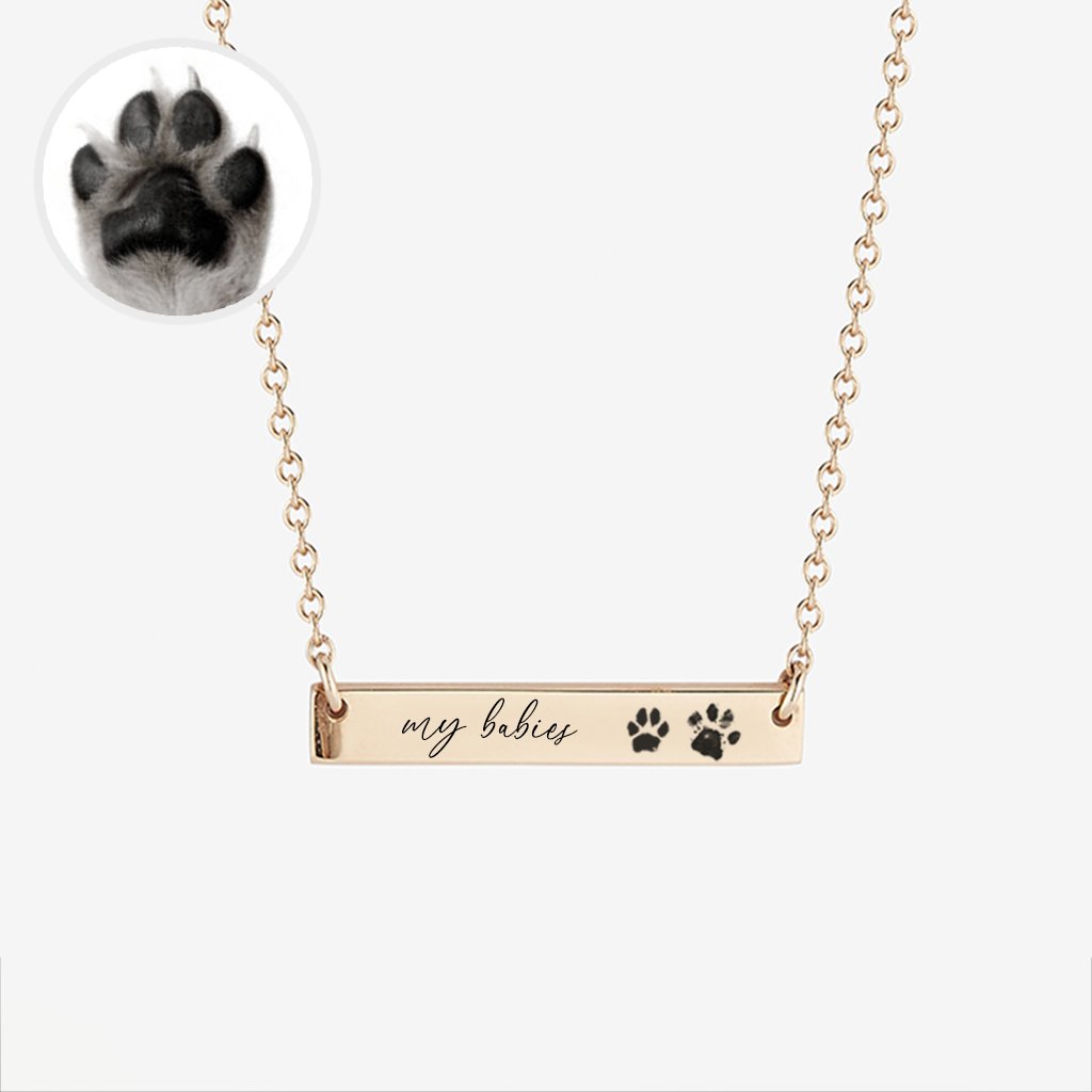 Custom Paw Print Bar Necklace - oneofakindcreatives