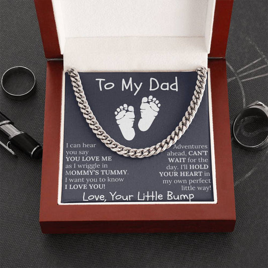 Daddy To Be "I LOVE YOU" Cuban Chain Necklace Gift Set - oneofakindcreatives