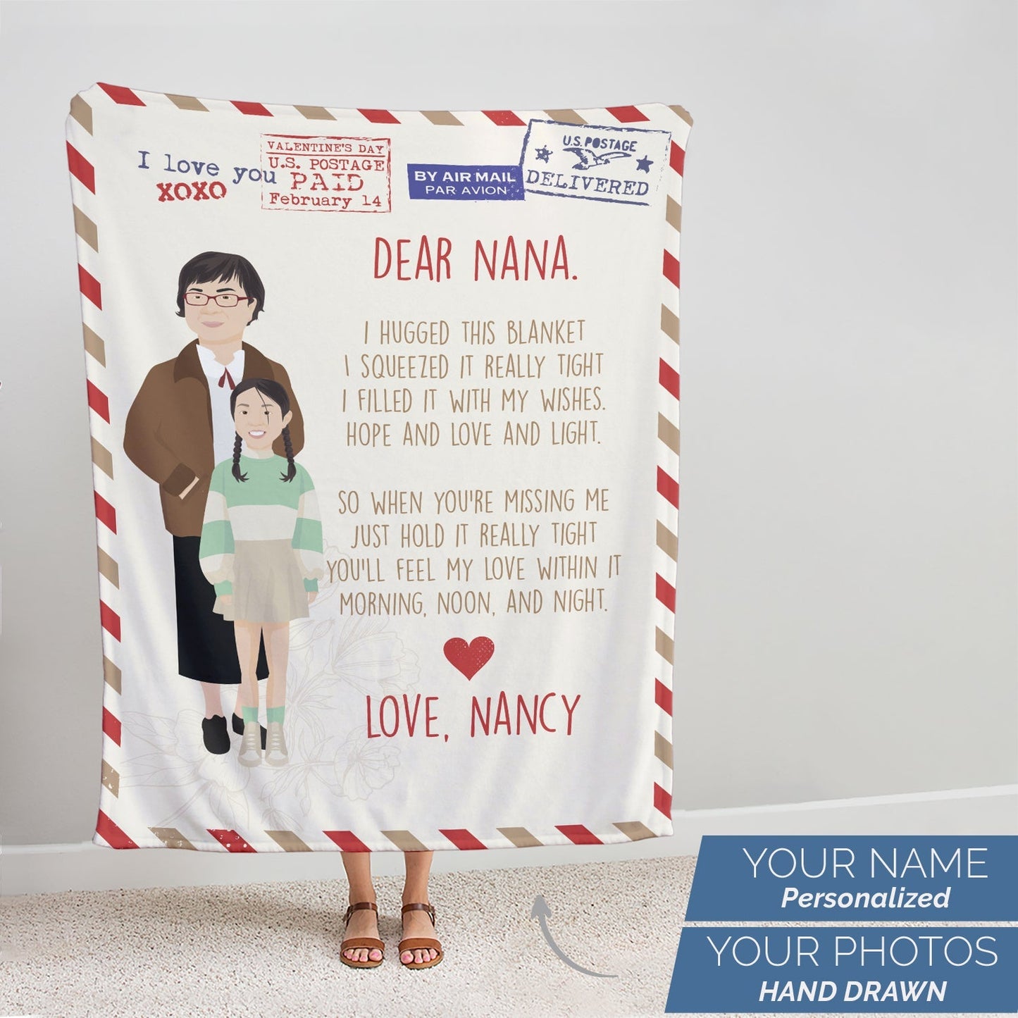 Dear Nana Personalized Letter Blanket - oneofakindcreatives