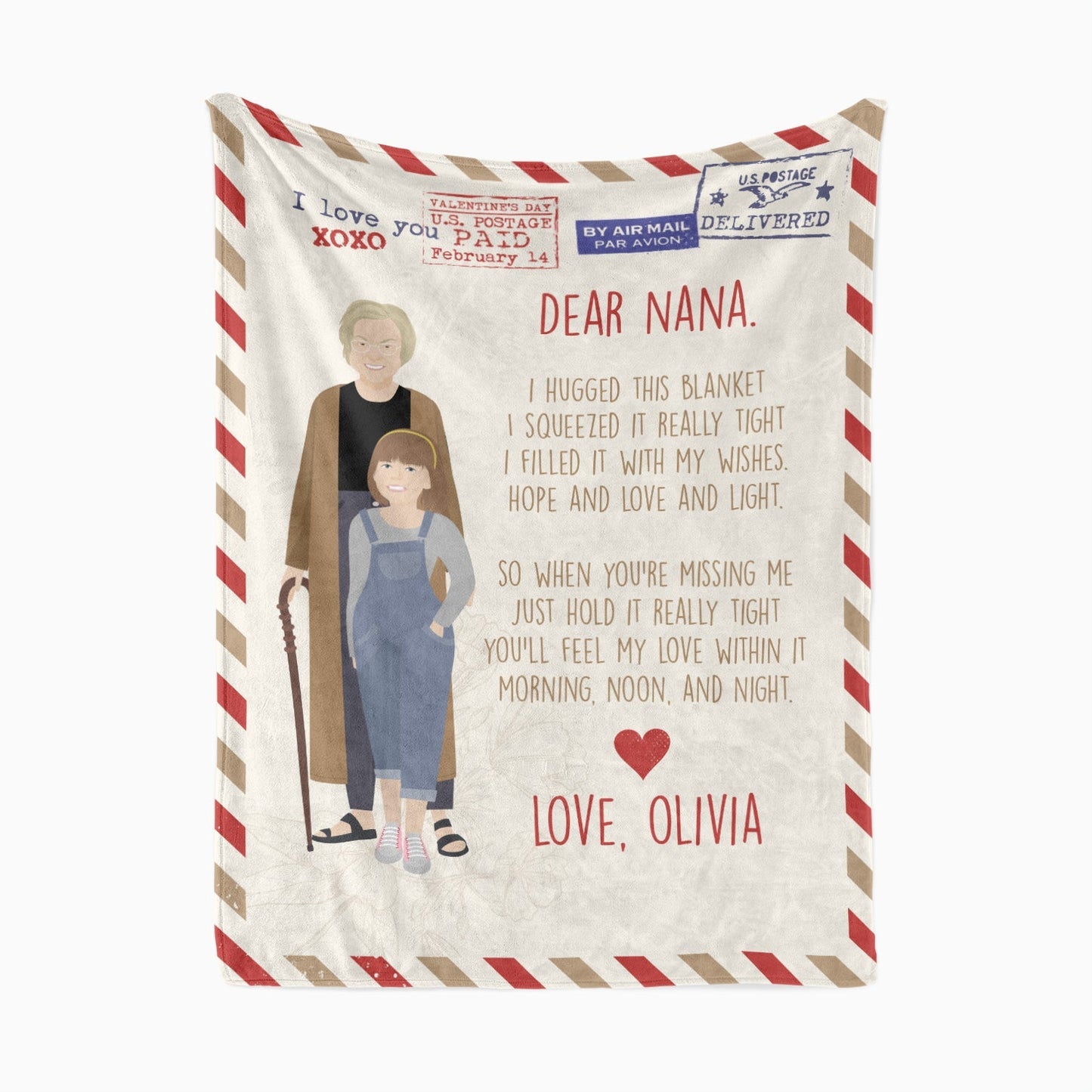 Dear Nana Personalized Letter Blanket - oneofakindcreatives