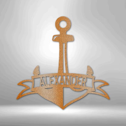 Fancy Anchor Banner - Steel Sign - oneofakindcreatives