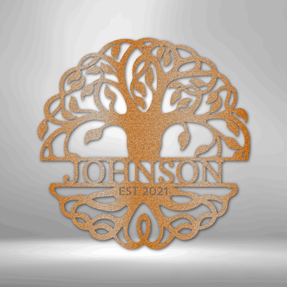 Fancy Tree of Life Monogram - Steel Sign - oneofakindcreatives