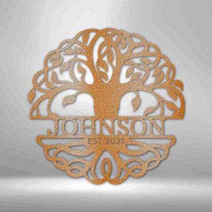 Fancy Tree of Life Monogram - Steel Sign - oneofakindcreatives