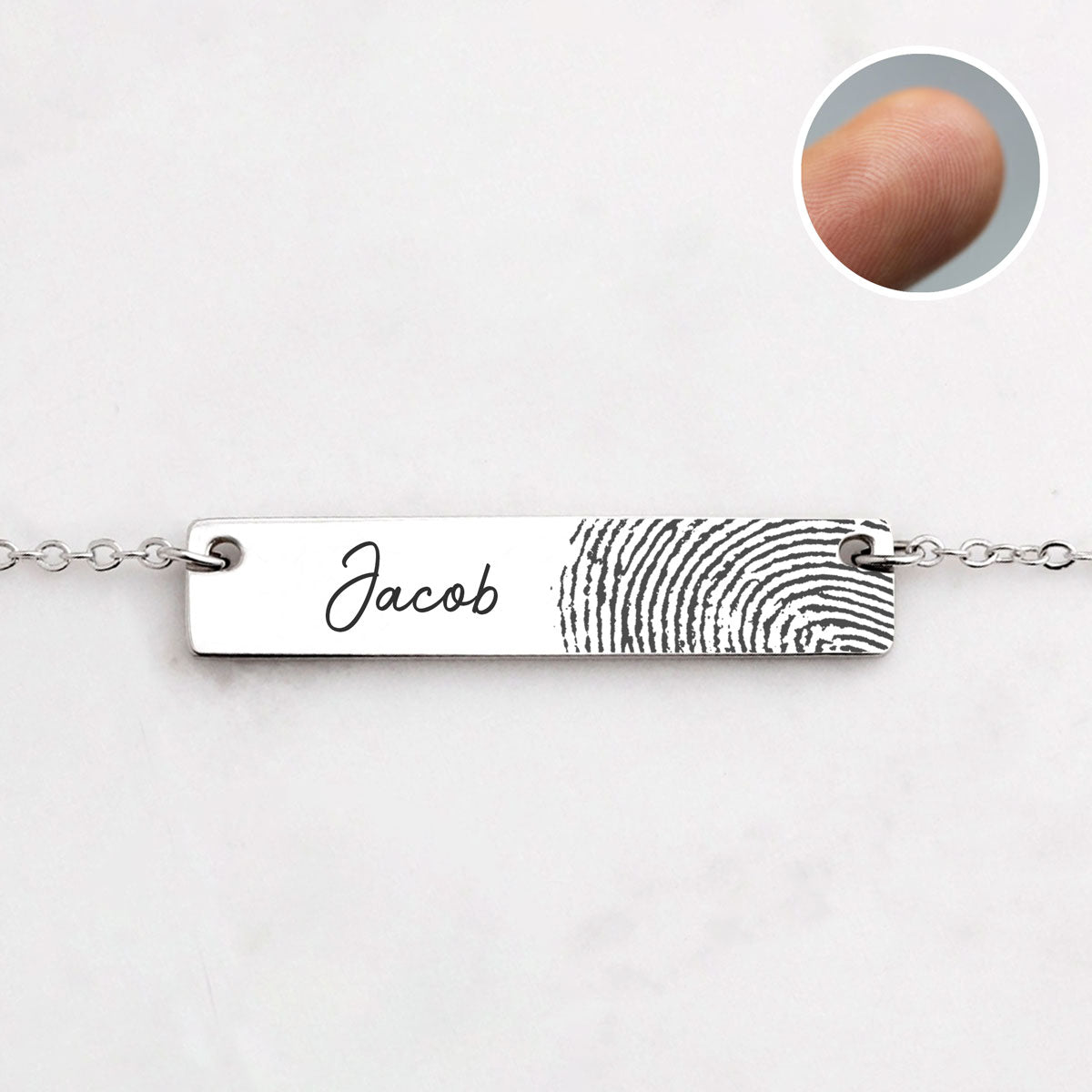 Horizontal Fingerprint Bar Necklace - oneofakindcreatives