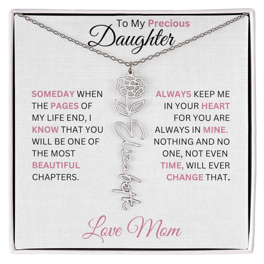 🎁(Limited Time Offer) Personalized Name/Flower "Always keep me in your heart" Love Mom Necklace - oneofakindcreatives