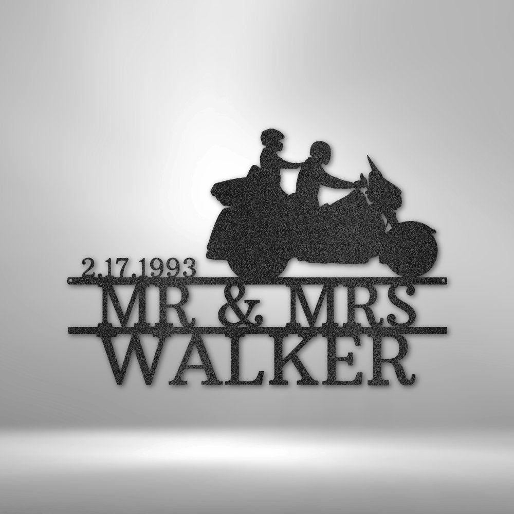 Mr. & Mrs. Motorcycle 6 - Steel Sign - oneofakindcreatives