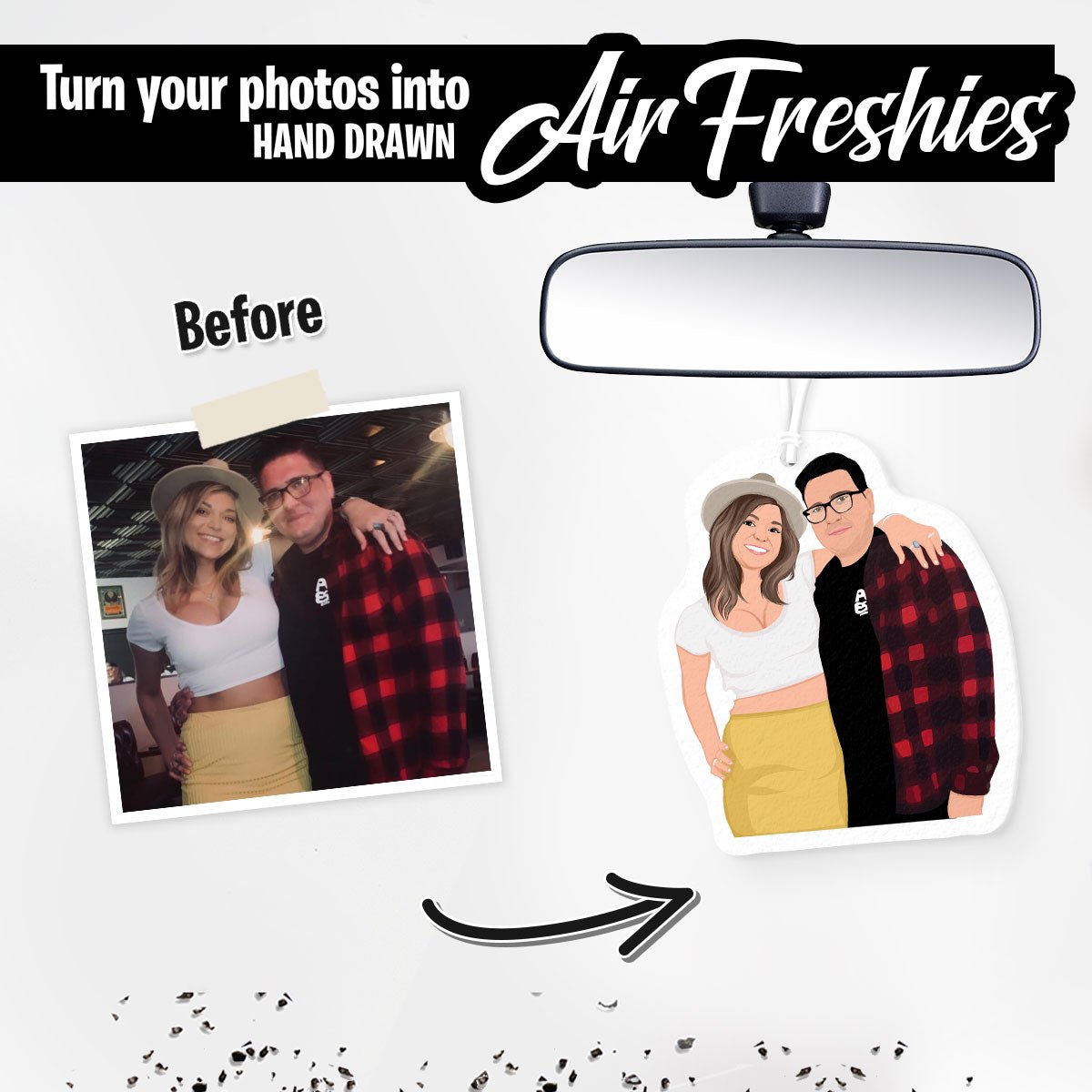 Personalized Couples Portrait Air Freshener - oneofakindcreatives