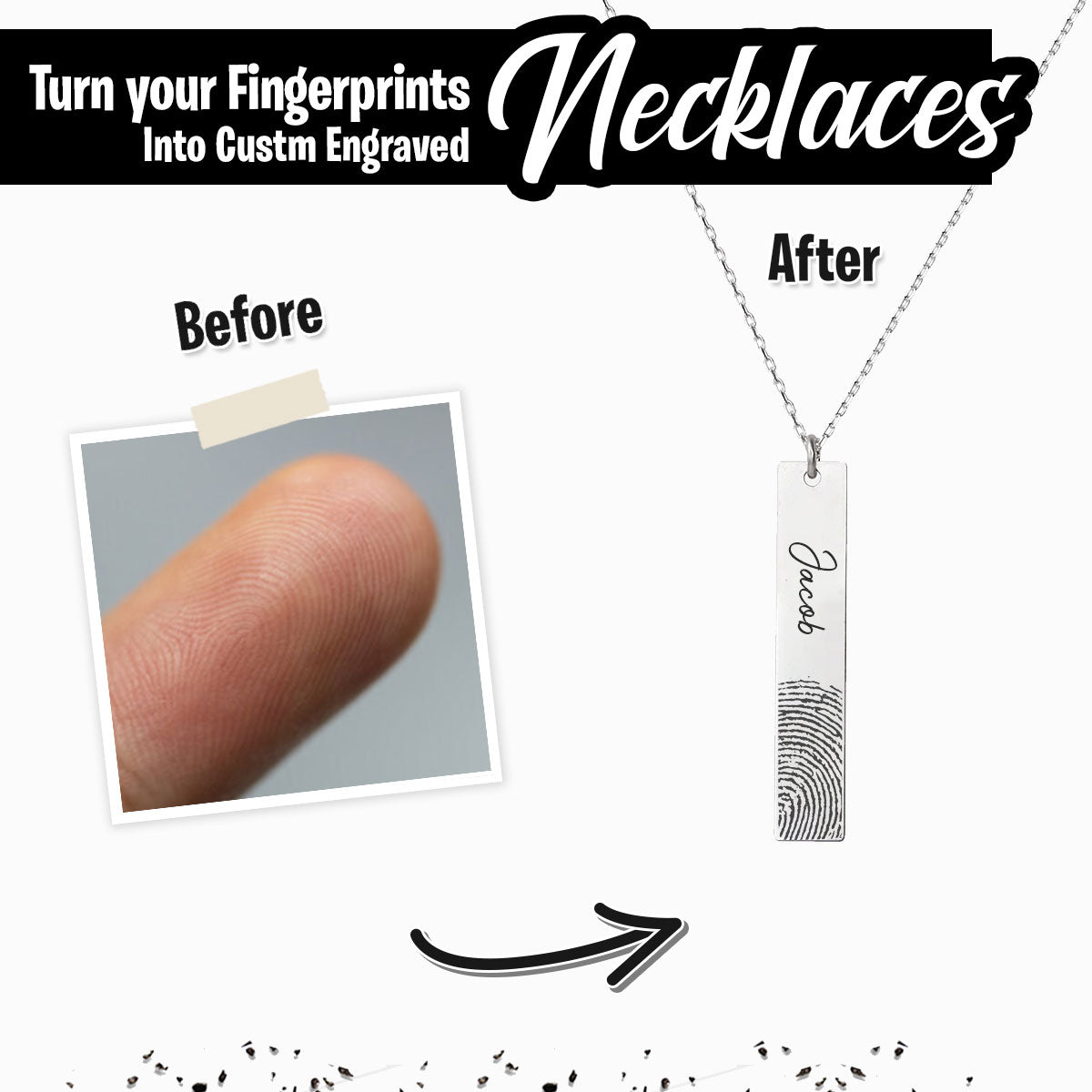 Personalized Fingerprint Bar Necklace - oneofakindcreatives