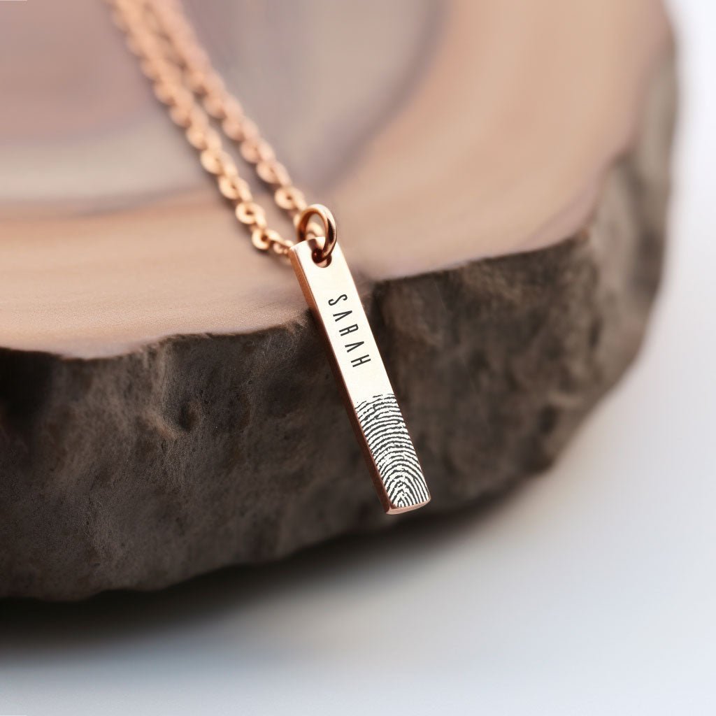 Personalized Fingerprint Bar Necklace - oneofakindcreatives