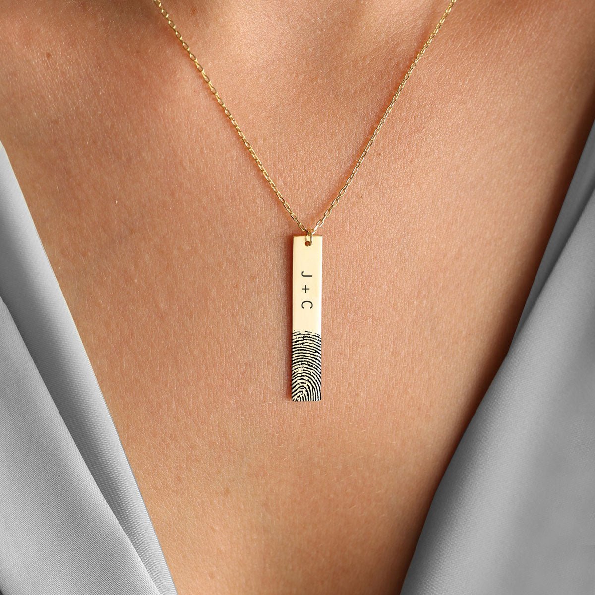 Personalized Fingerprint Bar Necklace - oneofakindcreatives