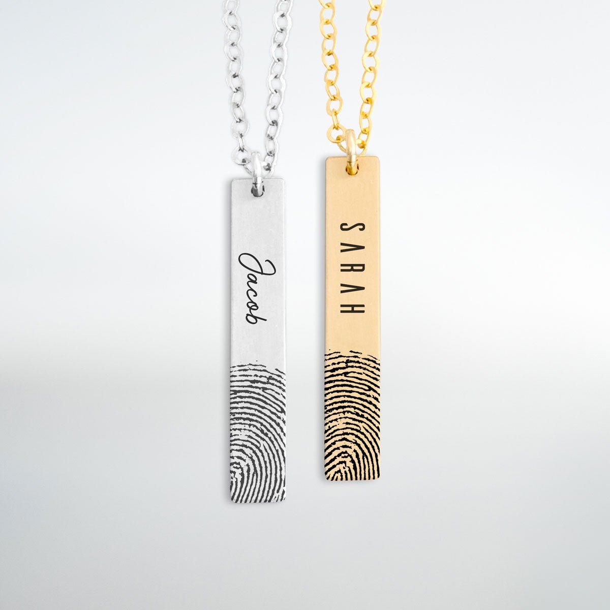 Personalized Fingerprint Bar Necklace - oneofakindcreatives