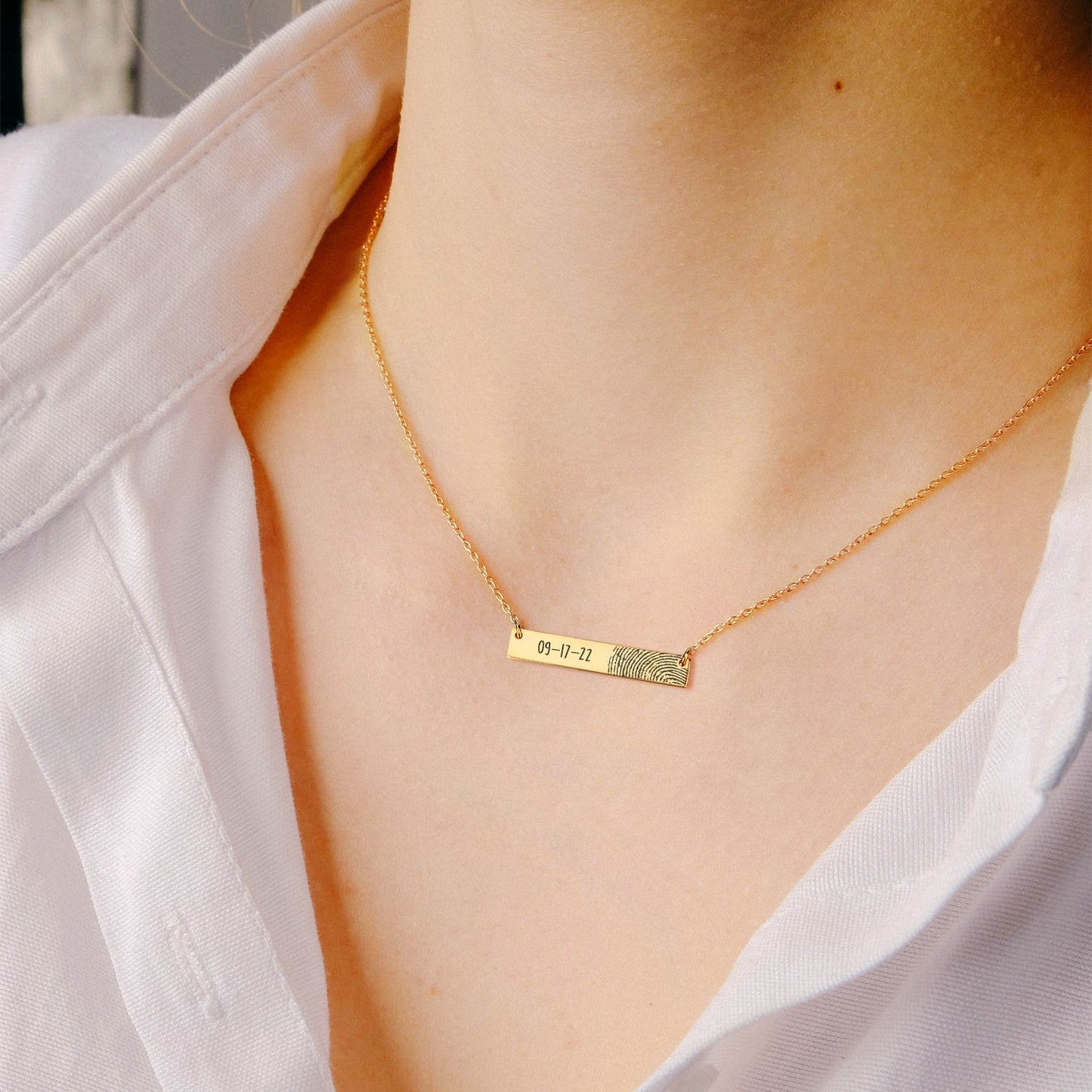 Personalized Fingerprint Bar Necklace Gift - oneofakindcreatives