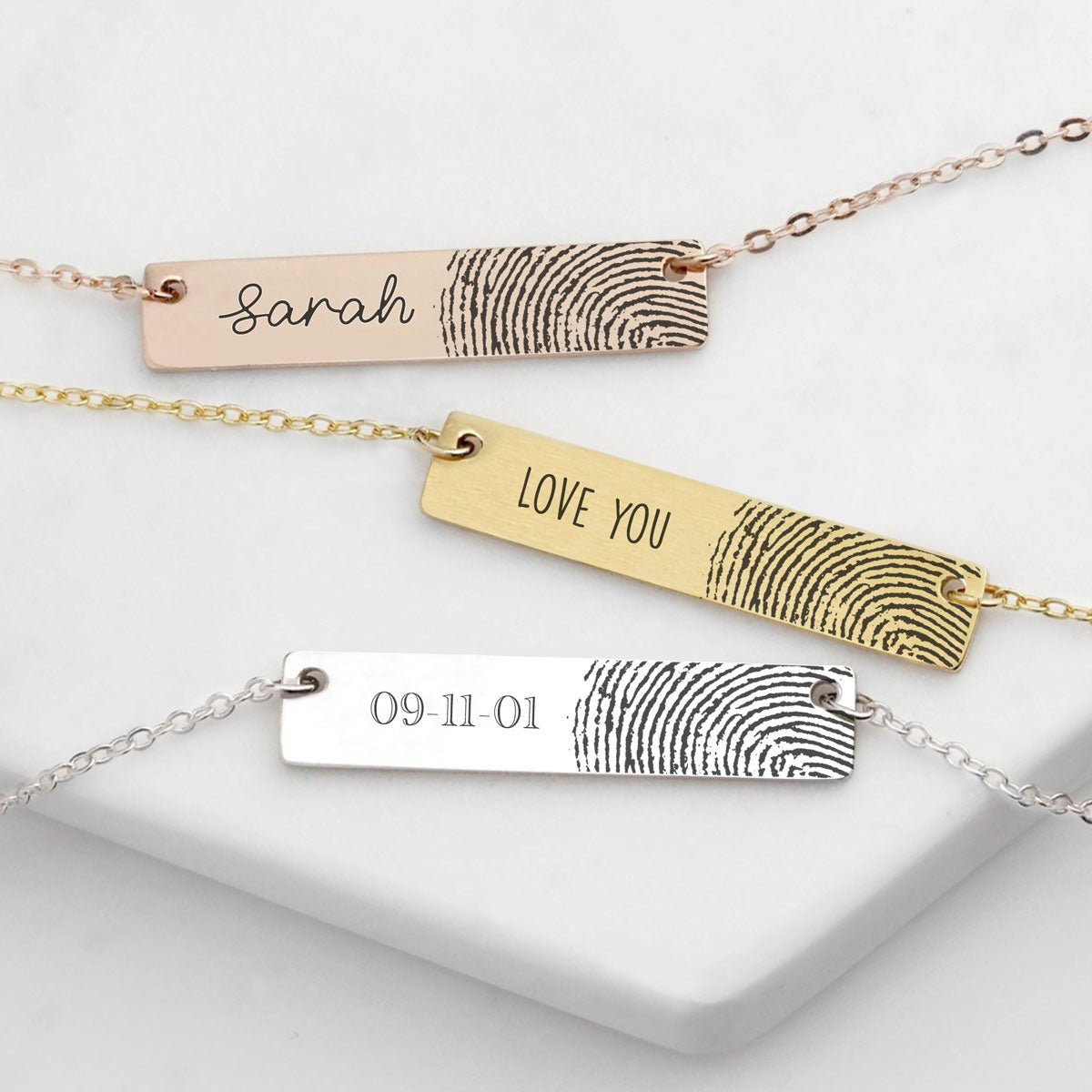 Personalized Fingerprint Bar Necklace Gift - oneofakindcreatives