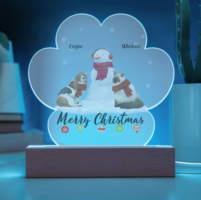 Personalized Merry Christmas Acrylic Paw Plaque - oneofakindcreatives