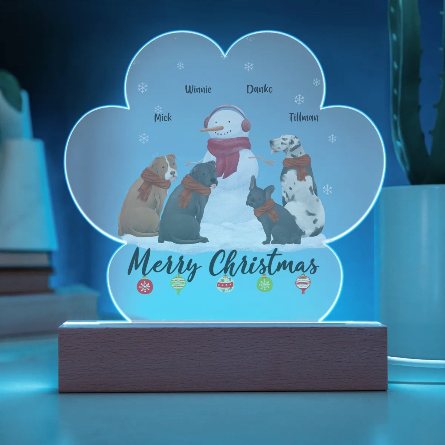 Personalized Merry Christmas Acrylic Paw Plaque - oneofakindcreatives