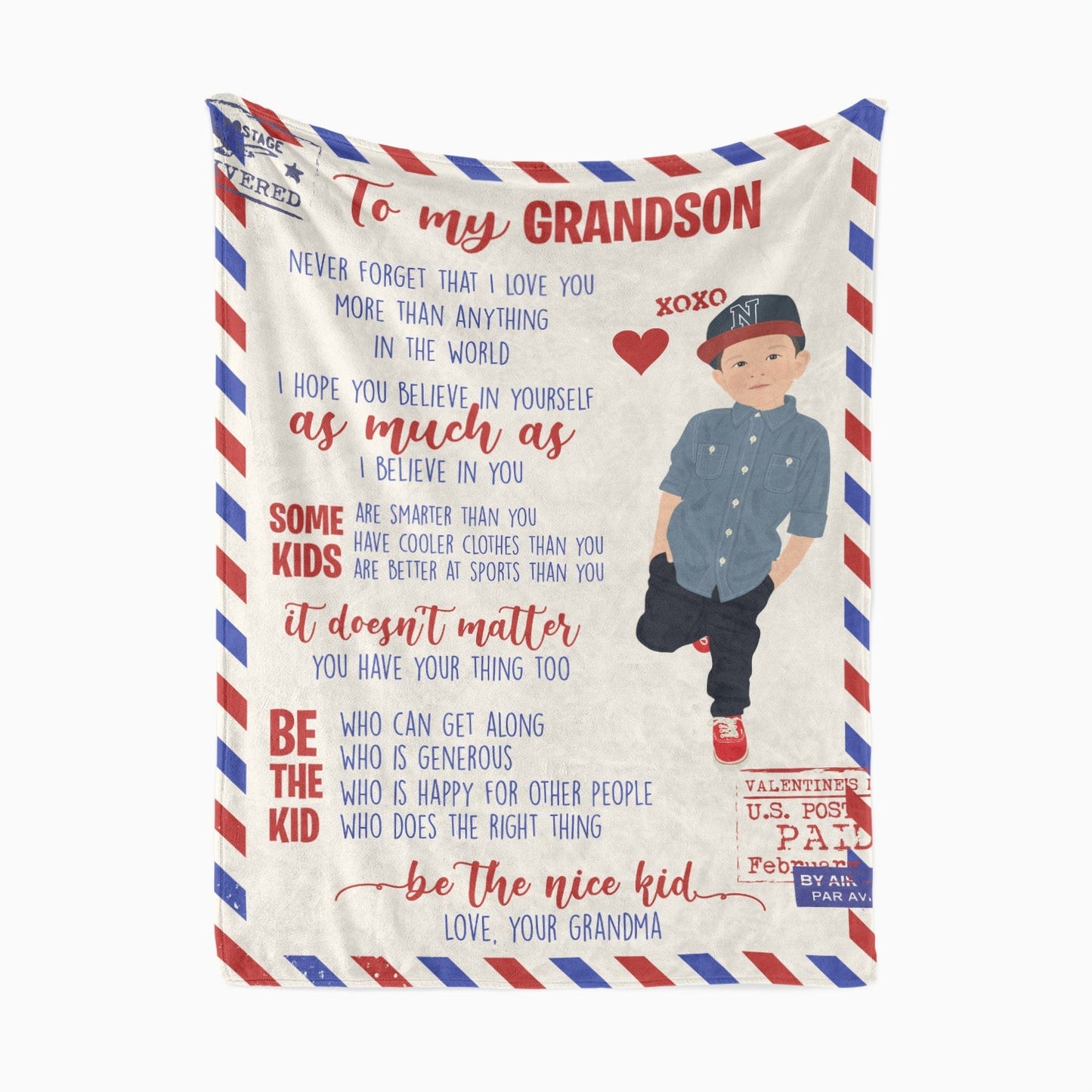 To My Grandson Letter Blanket Personalized - oneofakindcreatives