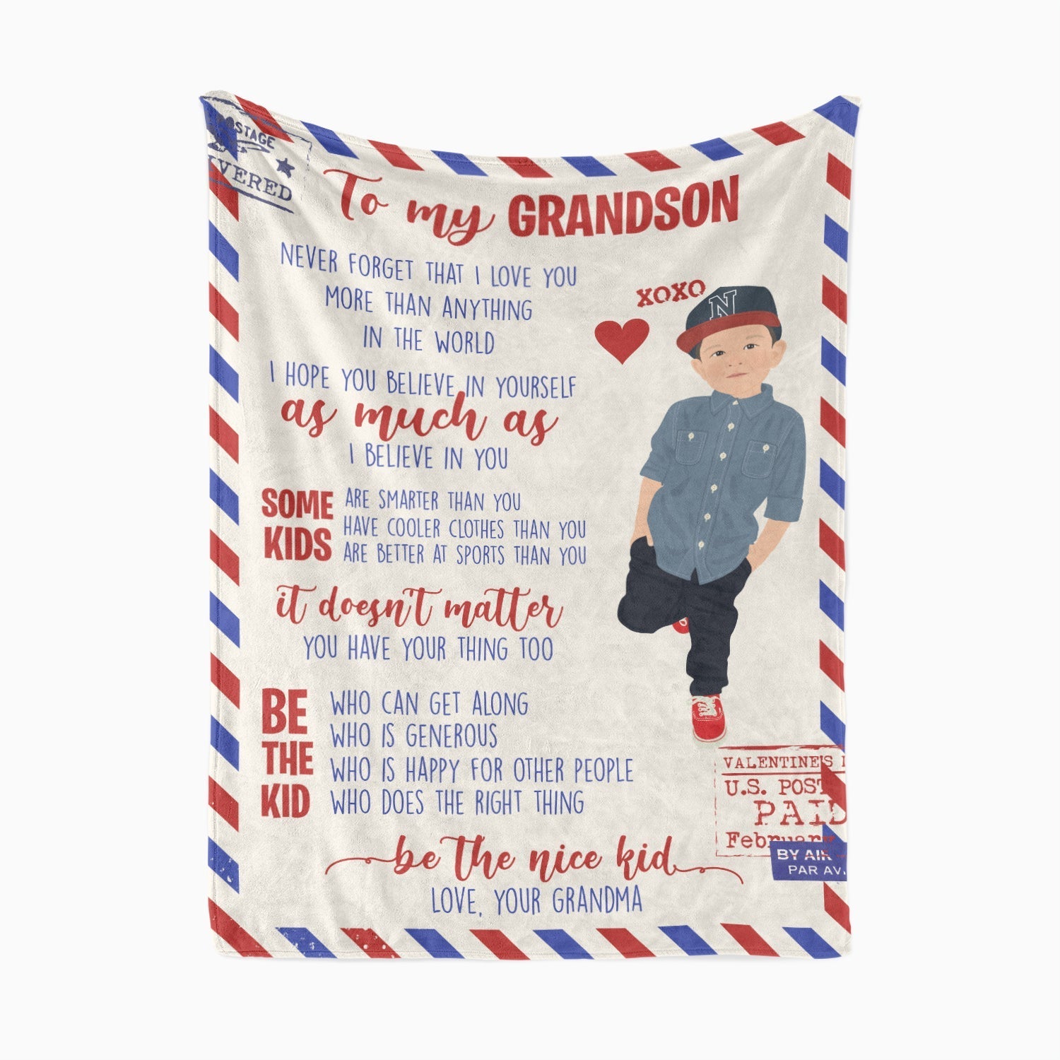 To My Grandson Letter Blanket Personalized - oneofakindcreatives