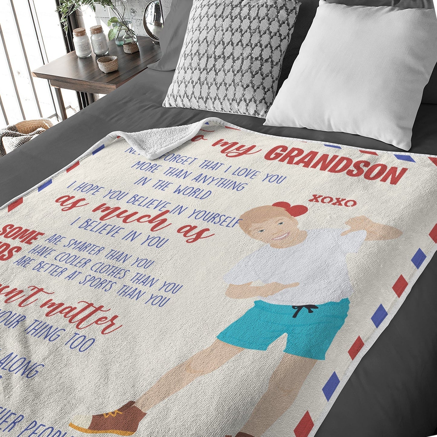 To My Grandson Letter Blanket Personalized - oneofakindcreatives