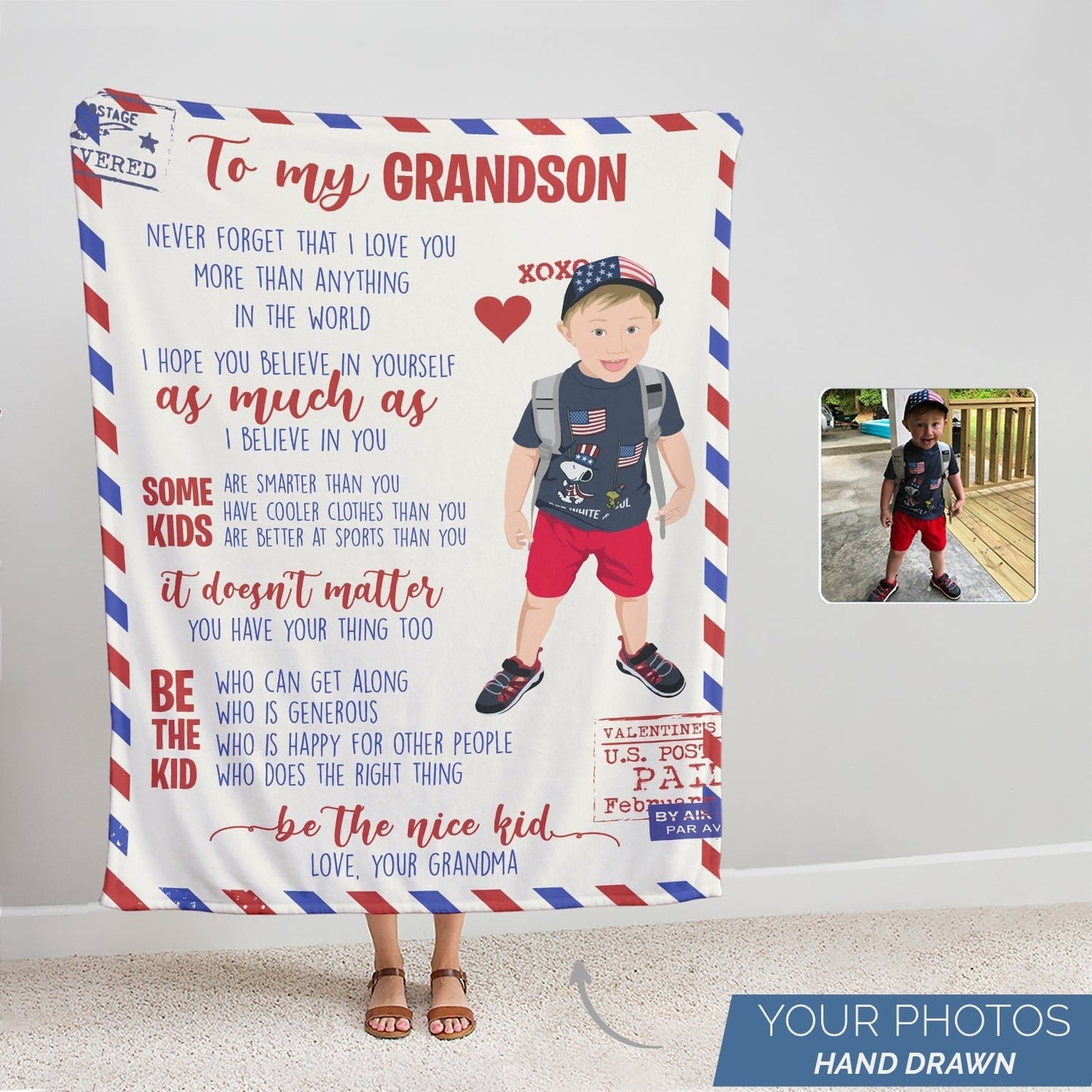 To My Grandson Letter Blanket Personalized - oneofakindcreatives