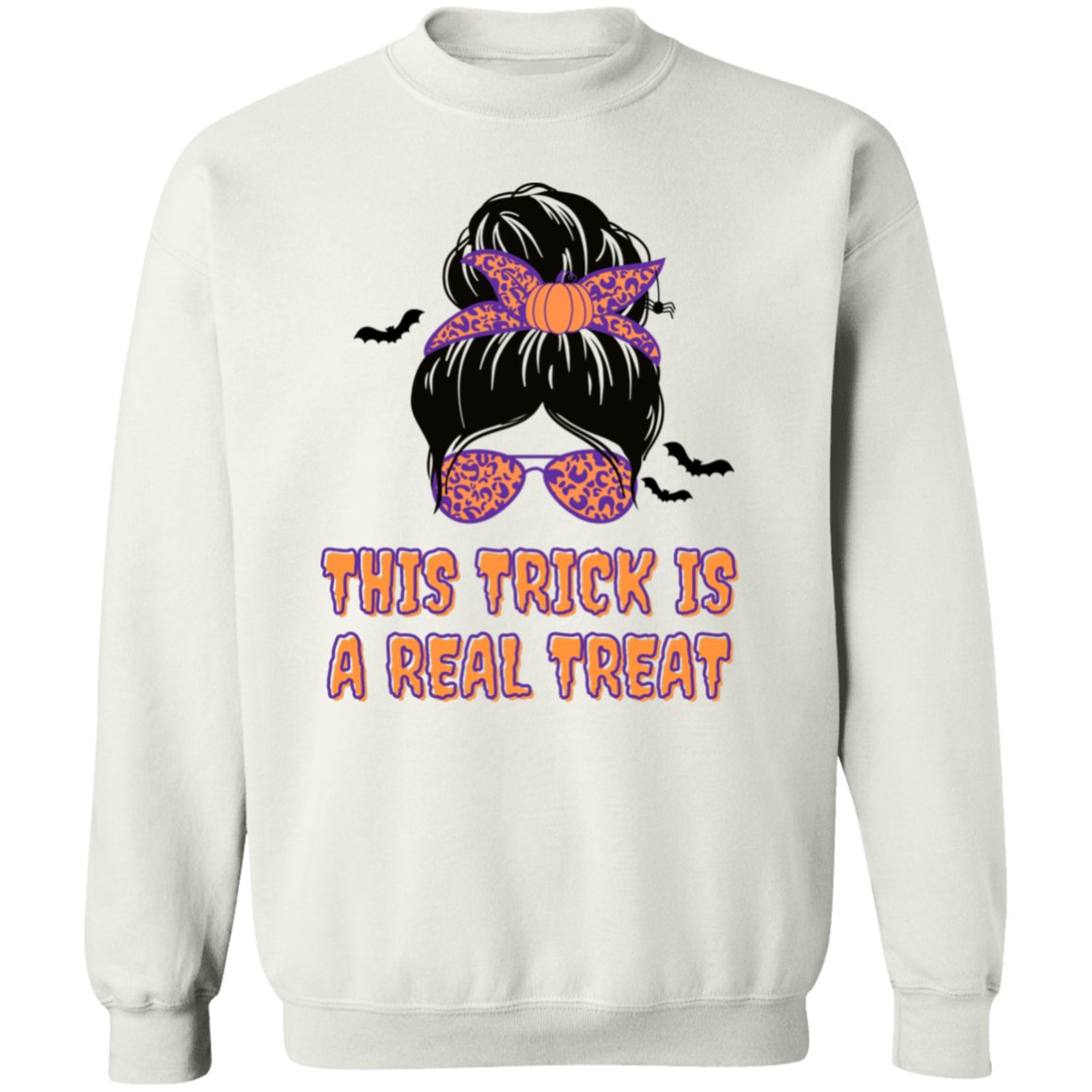 Trick is a Real Treat Bat Sweatshirt | Funny Halloween Sweatshirt | Unisex Halloween Sweatshirt | Funny Trick Treat Sweatshirt | Funny Halloween Gift - oneofakindcreatives